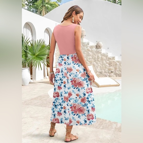 NWT Wneedu Womens Maxi Dress Size Small Hawaiian Floral Print Casual Sleeveless - Picture 12 of 14